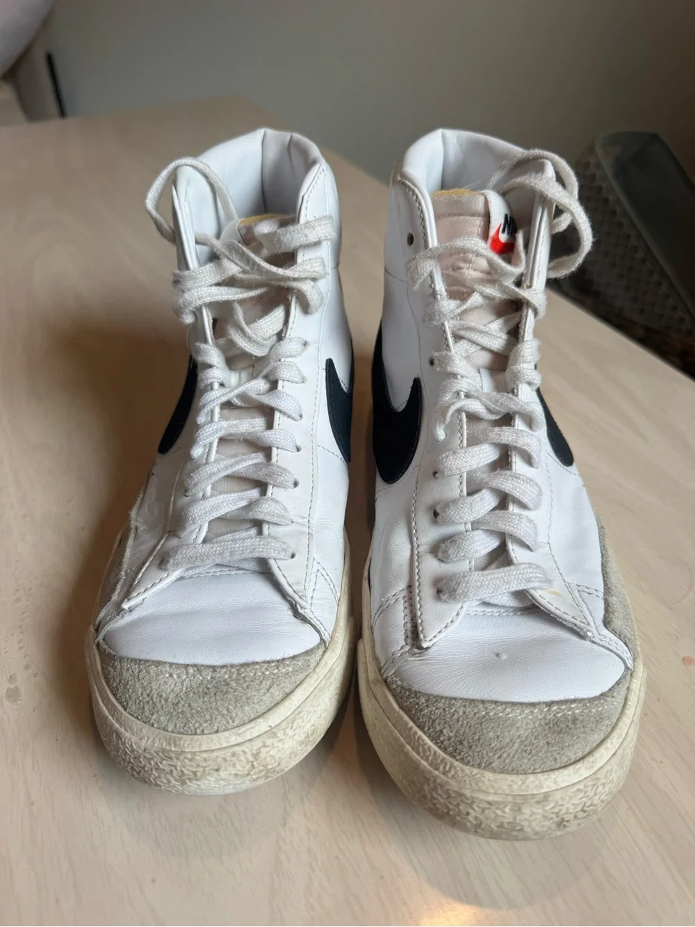 Nike White Women’s High-Top Sneakers with Black Stripe